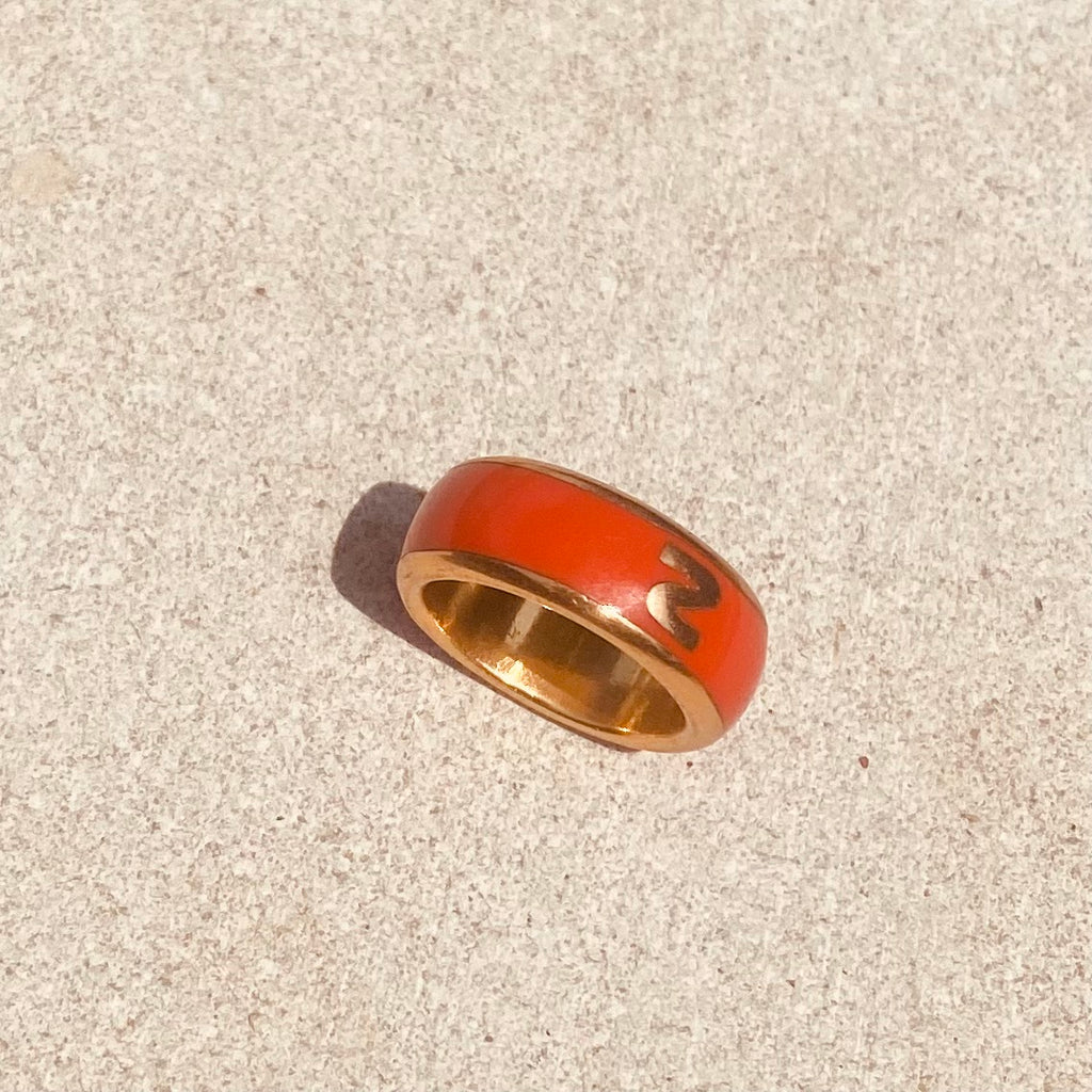 Tiffany Red Enamel Ring Large Gold