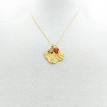 Gingko Leaf With A Journey Gold Necklace