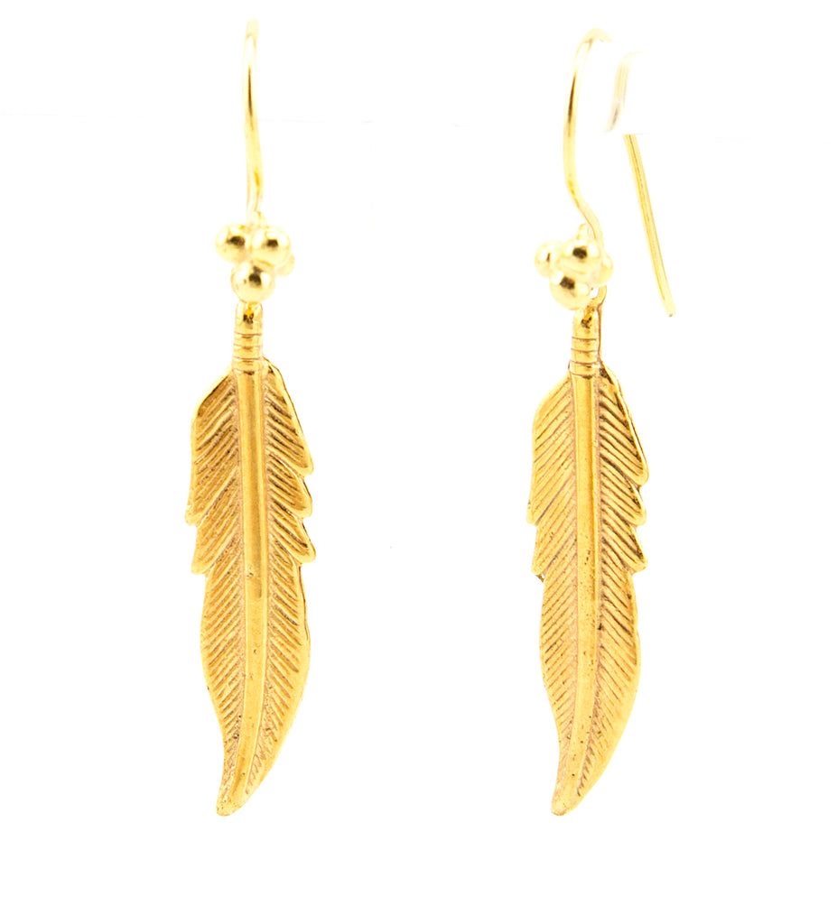 Feather Earring Large Gold
