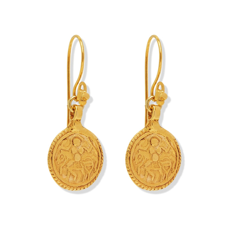 Amulet Inka Round Hook Earring Gold