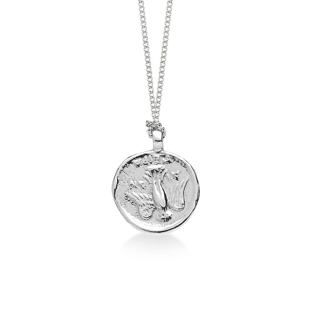 Ancient Goddess of Good Luck Coin Necklace Sterling Silver