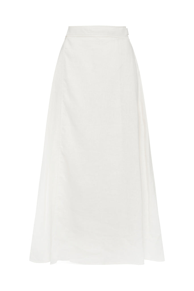 NY Wrap Skirt Long Ivory Linen