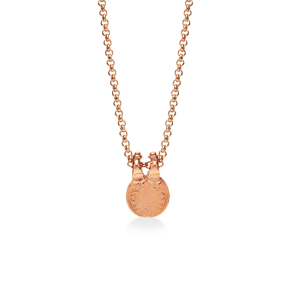 Ancient Coin Double Clasp Necklace Rose Gold