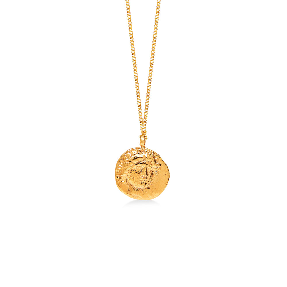 Ancient God of Sun Coin Necklace Gold