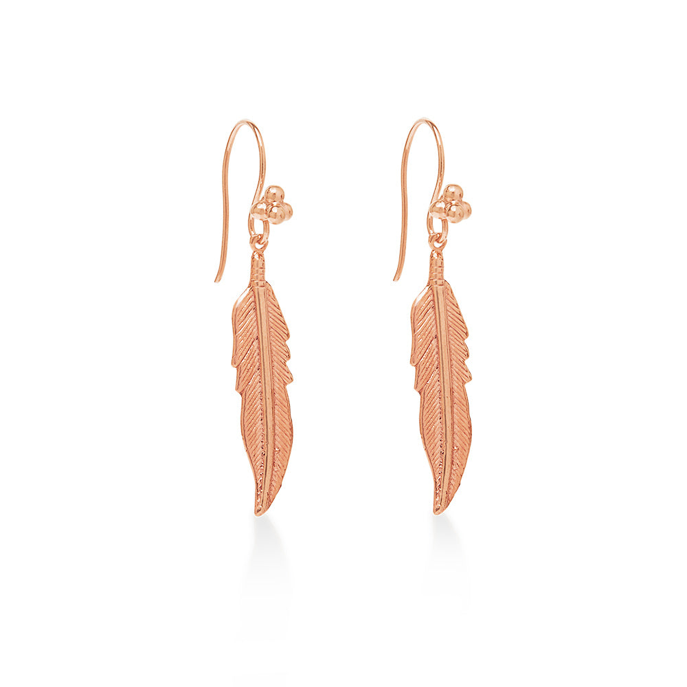 Feather Earring Large Rose Gold