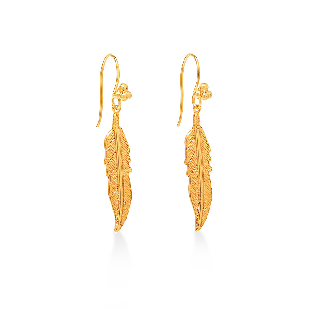 Feather Earring Large Gold