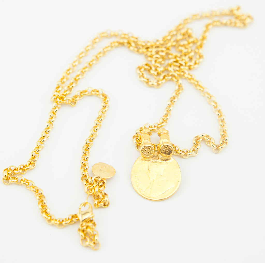 Ancient Double Clasp Coin Necklace Gold