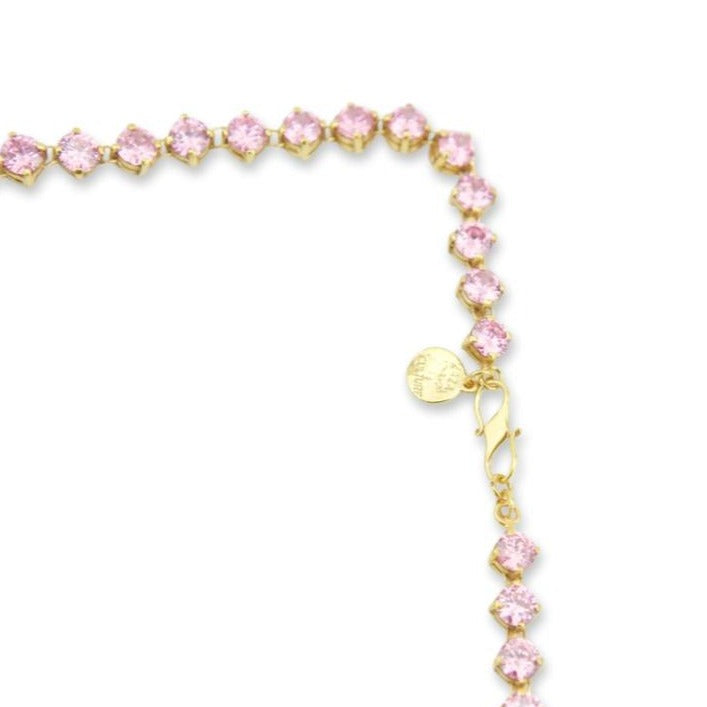 A Dusty Pink Zirconia Tennis Necklace.