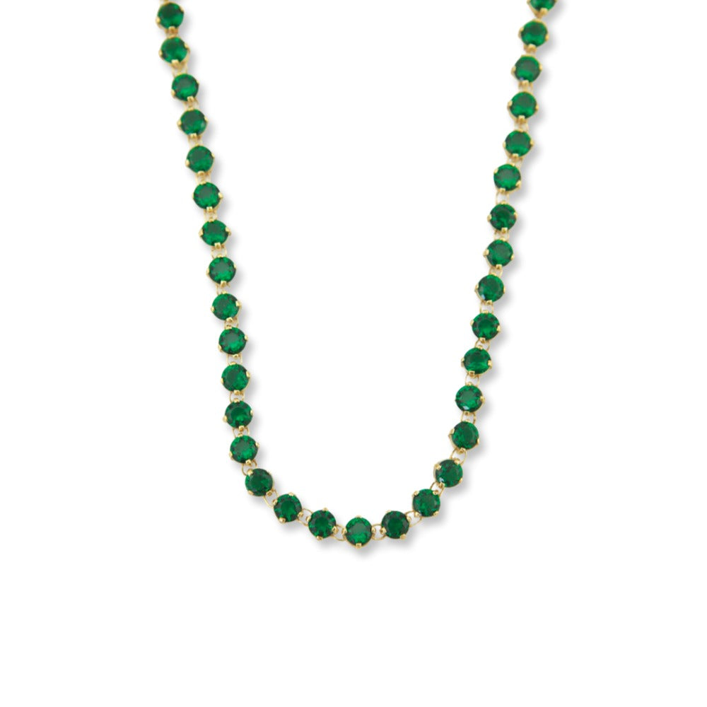 A Green Zirconia Tennis Necklace.