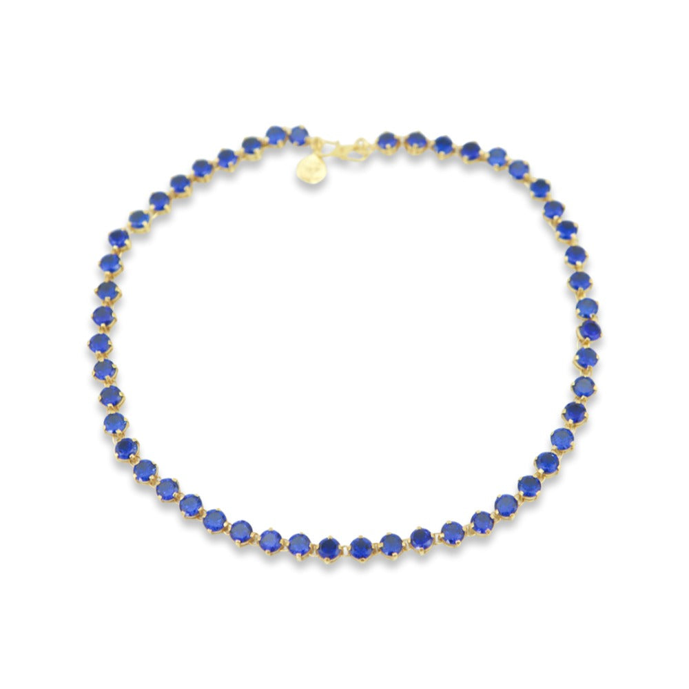 A Blue Zirconia Tennis Necklace.