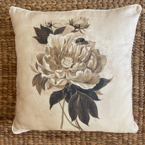 Italian Linen Pillow Peony Rose Print
