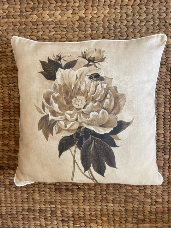 Italian Linen Pillow Peony Rose Print