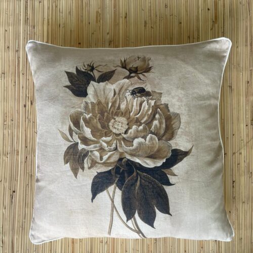 Italian Linen Pillow Peony Rose Print Large