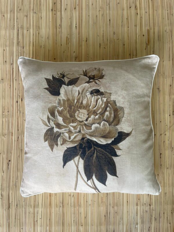 Italian Linen Pillow Peony Rose Print Large