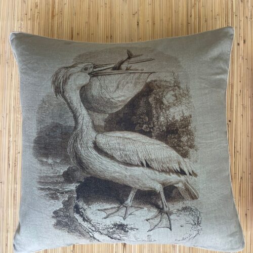 Italian Pillow Pelican Sepia Print Large