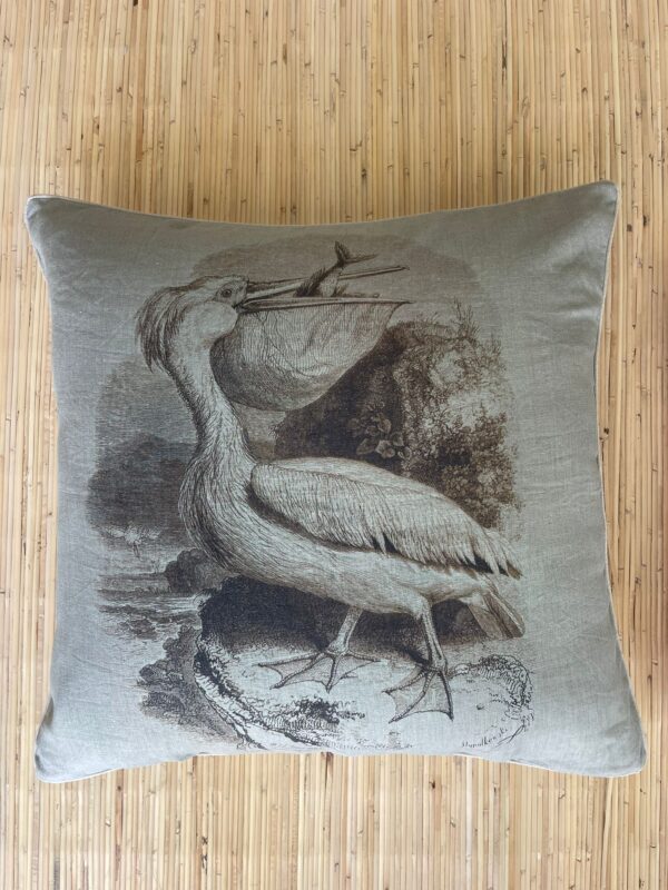 Italian Pillow Pelican Sepia Print Large